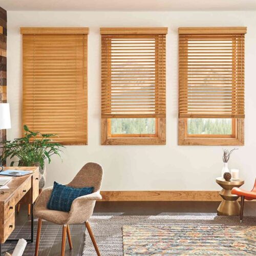 Eco-friendly wooden blinds in a sustainable home