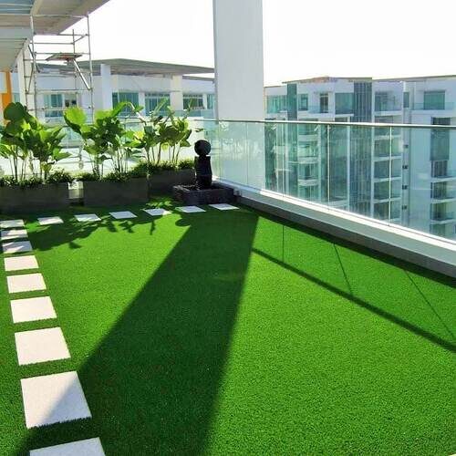 Balcony artificial grass adding a touch of greenery