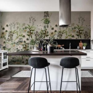 Modern kitchen wallpaper with abstract design
