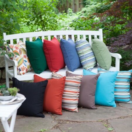 Luxurious sunbed with patterned outdoor cushions