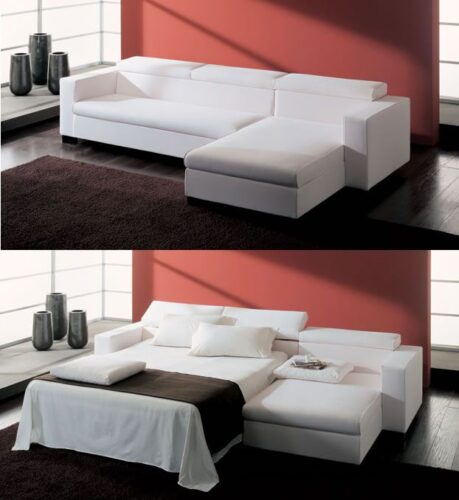 High-quality leather sofa bed with a contemporary design