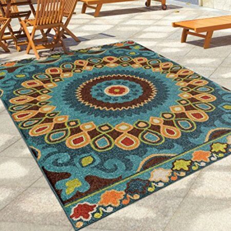 Durable outdoor rug perfect for garden spaces