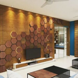 Elegant wooden wall panels with a natural finish