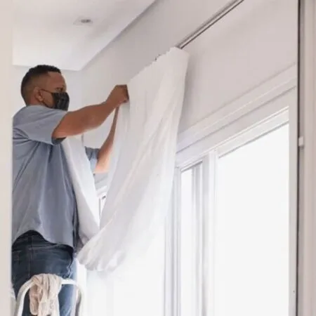 White Color Curtains Installation Abu Dhabi